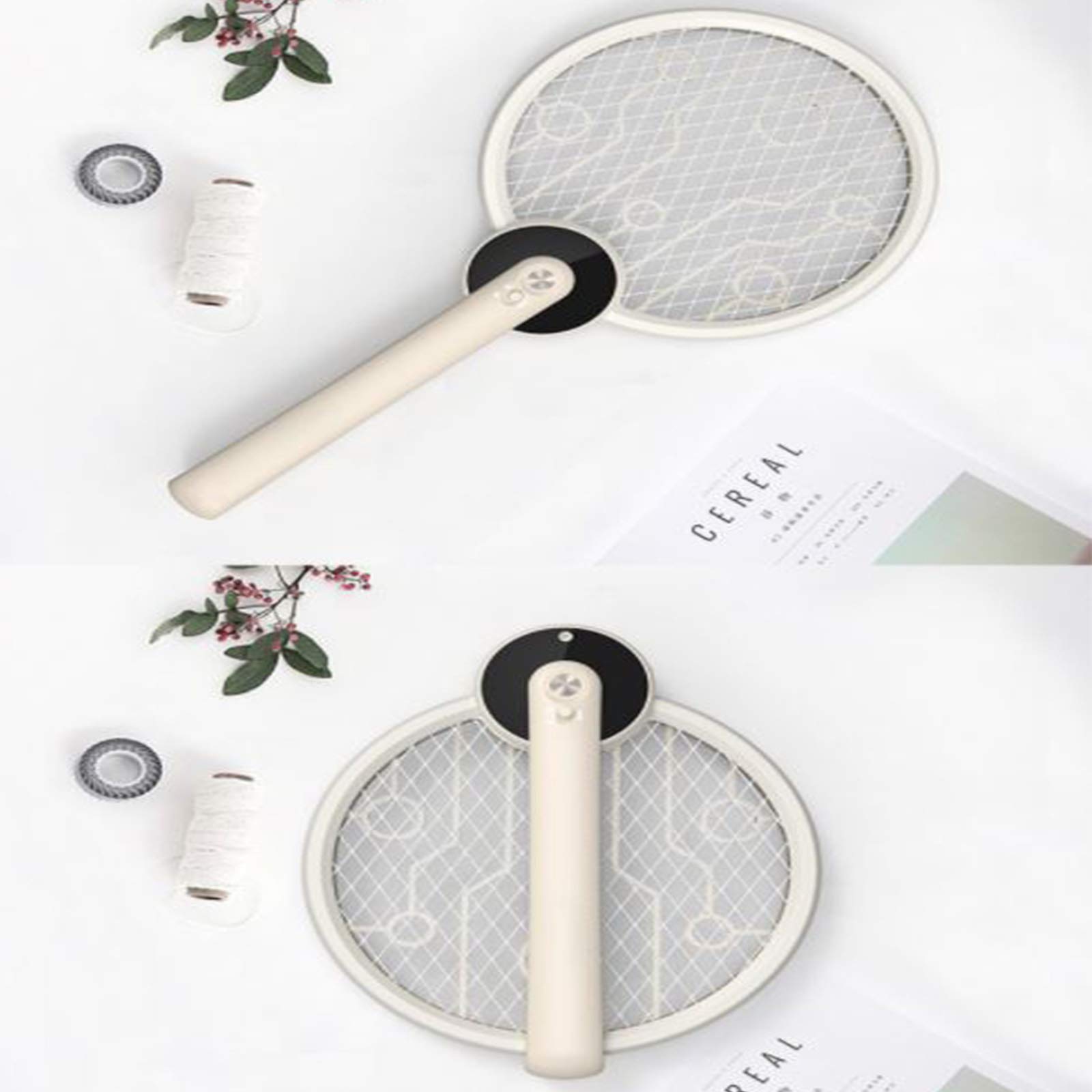 Racchetta Elettronica Fly Swatter, Racchetta Pieghevole e Lampada Anti-Zanzara con Luce UV, Illuminazione a LED, USB Ricaricabile, 3 Strati di Rete di Sicurezza, Perfetta per Interni ed Esterni