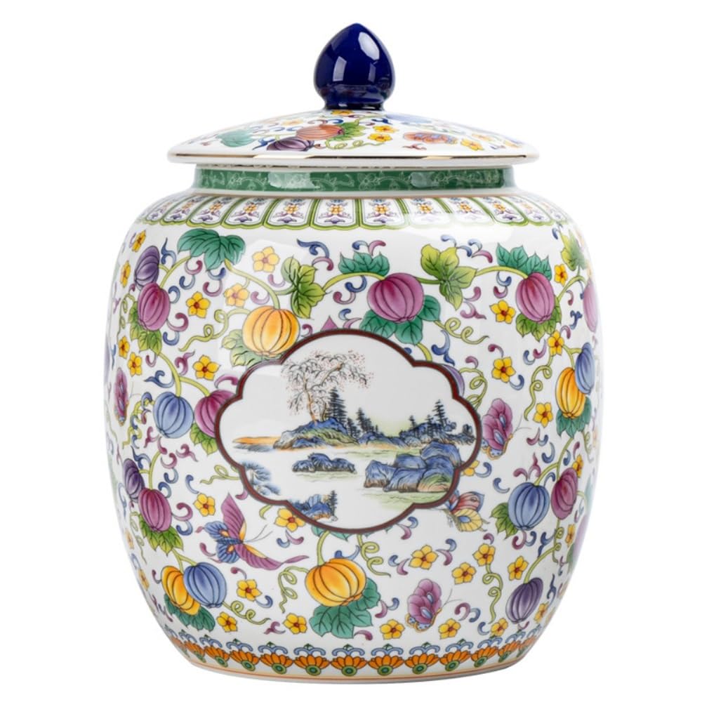 CMBSSTFC Pojemnik na herbatę Pojemnik do przechowywania herbaty zbiorczej Słoik z pokrywką Ceramiczny słoik o dużej pojemności Zamknię słoik Retro chiński zestaw do herbaty Pojedynczy słoik Puszka na