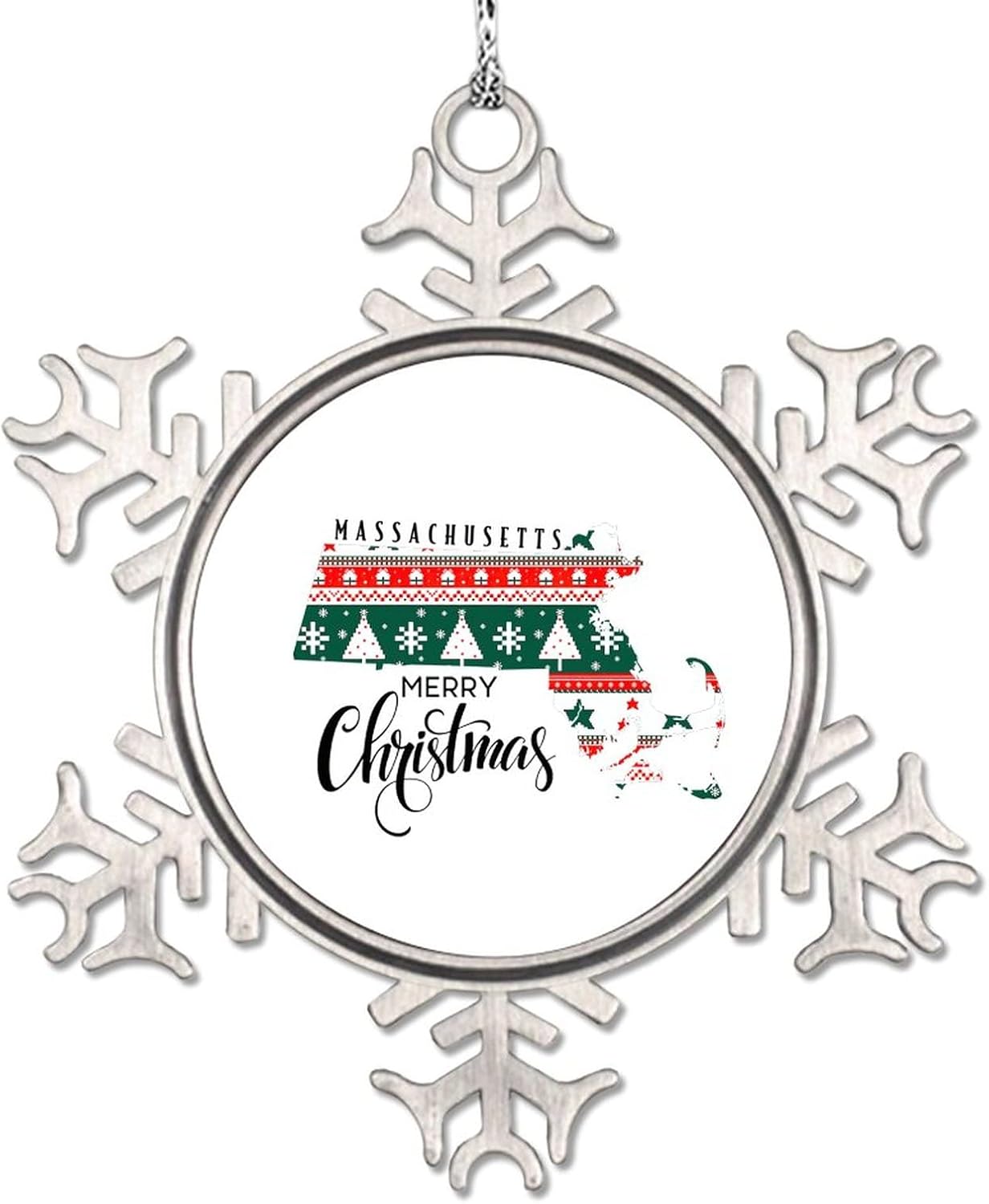 Snowflake Ornaments Maryland Home State Personalized Christmas Ornaments 2022 Merry Christmas Christmas Tree Ornaments Metal Souvenir Xmas Tree Hang Pendant Exchange Long Distance Gift 3 Inch