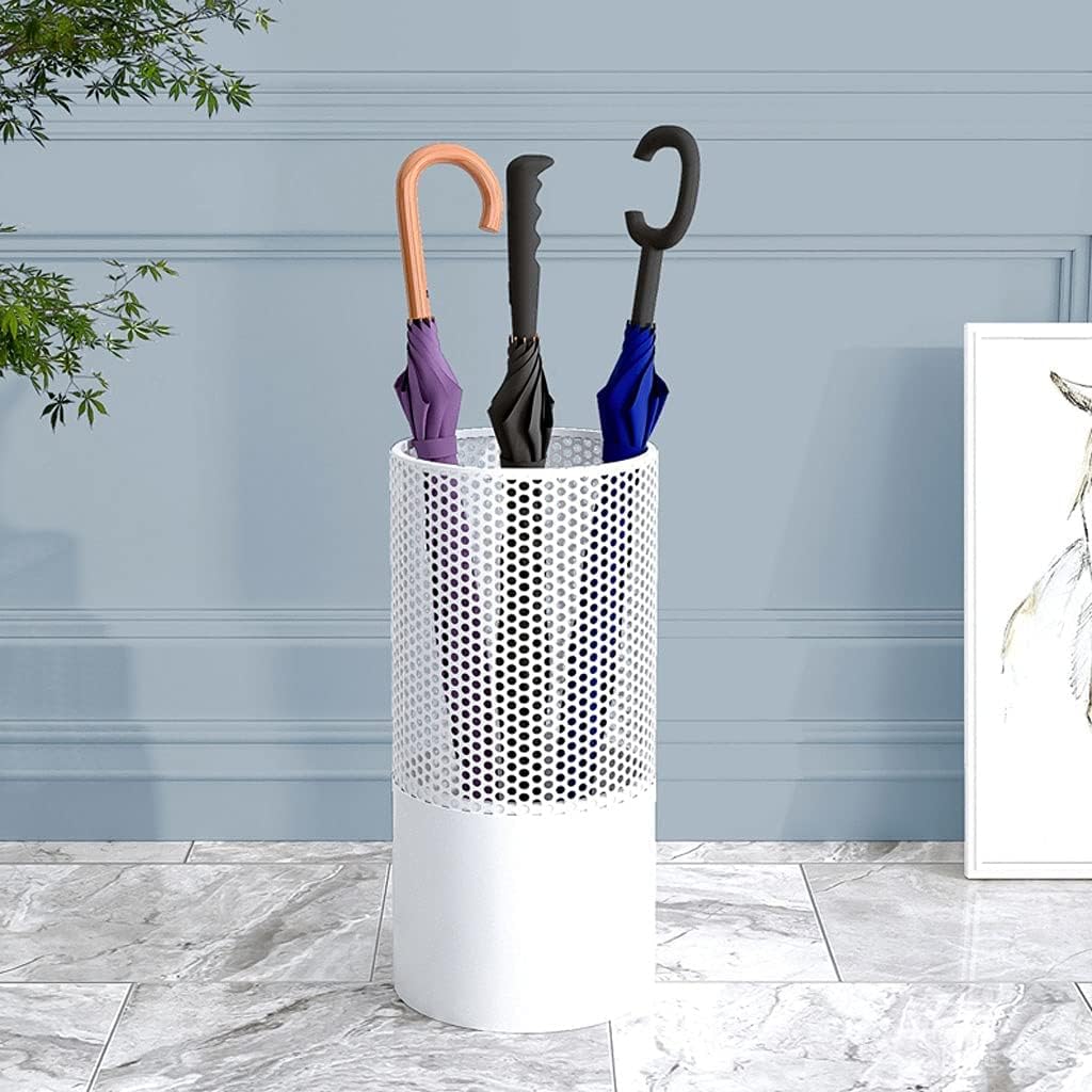 Nordic Light Luxury Metal Paint Umbrella Stand Holder for Office and Home Small White Iron Umbrella Storage Rack with After Door Design.