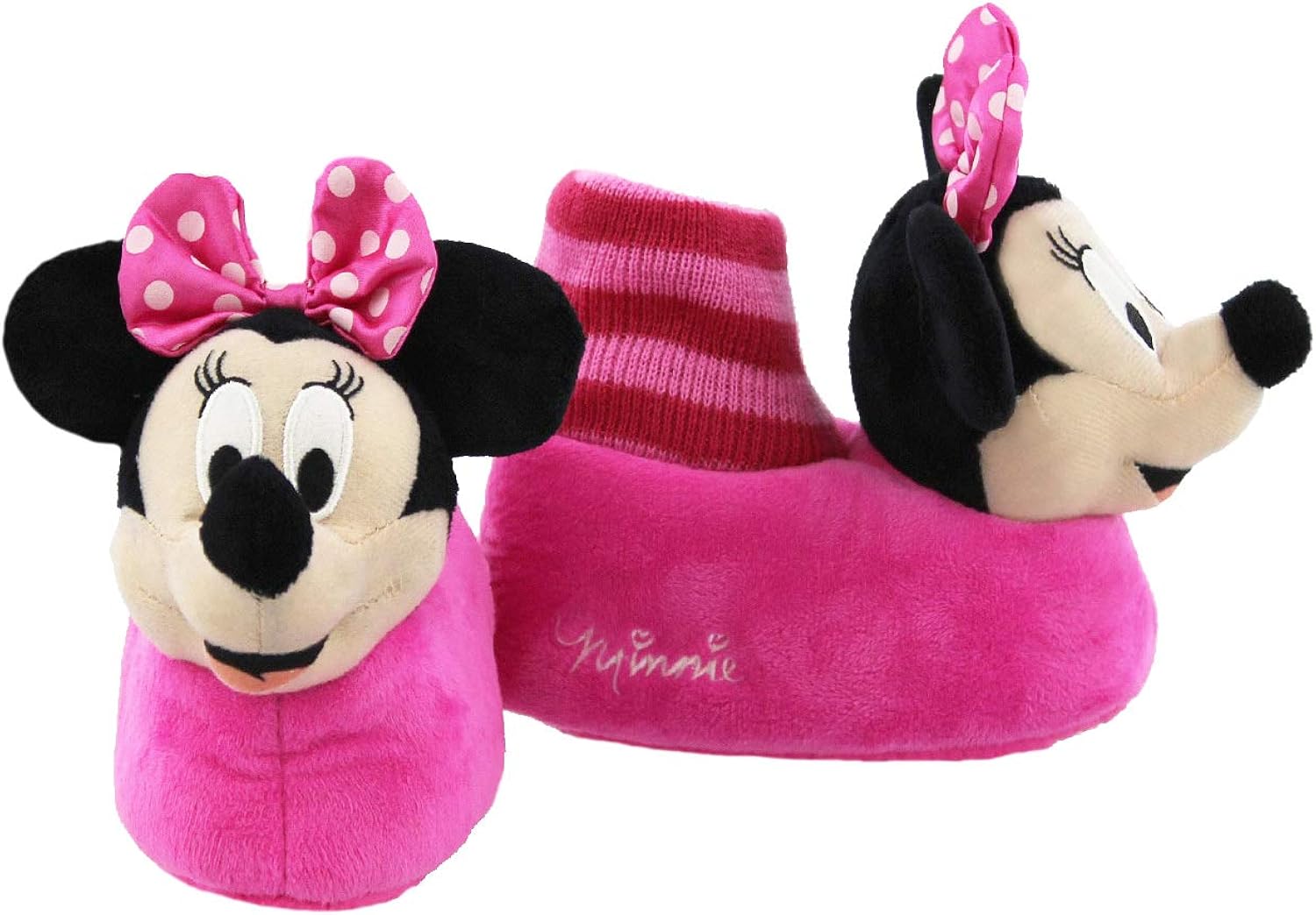 Vista 7 de Minnie Mouse Disney - Pantuflas de felpa 3D Minnie Head para niñas pequeñas
