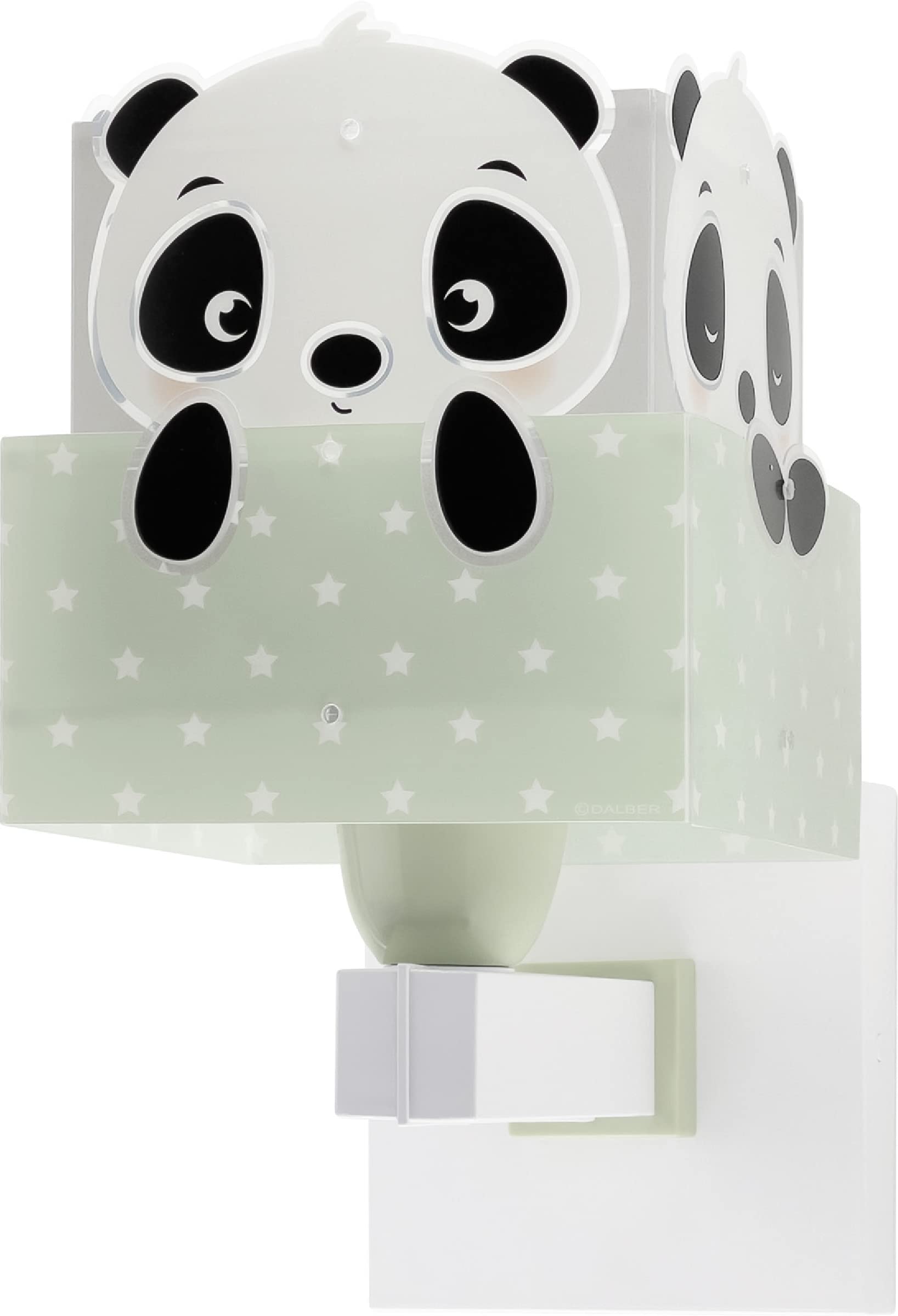 Dalber kinder Wandlampe, Kinderlampe Wandleuchte kinderzimmer Wolken tiere Pandabär Panda Grün, 63169H, E27