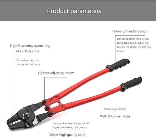 Miniatura 7 de HongK - Herramienta de prensado de estampación de swager de mano de 24" para cable de cuerda de alambre 116"- 316" PN ET-TOOL030-24-RED