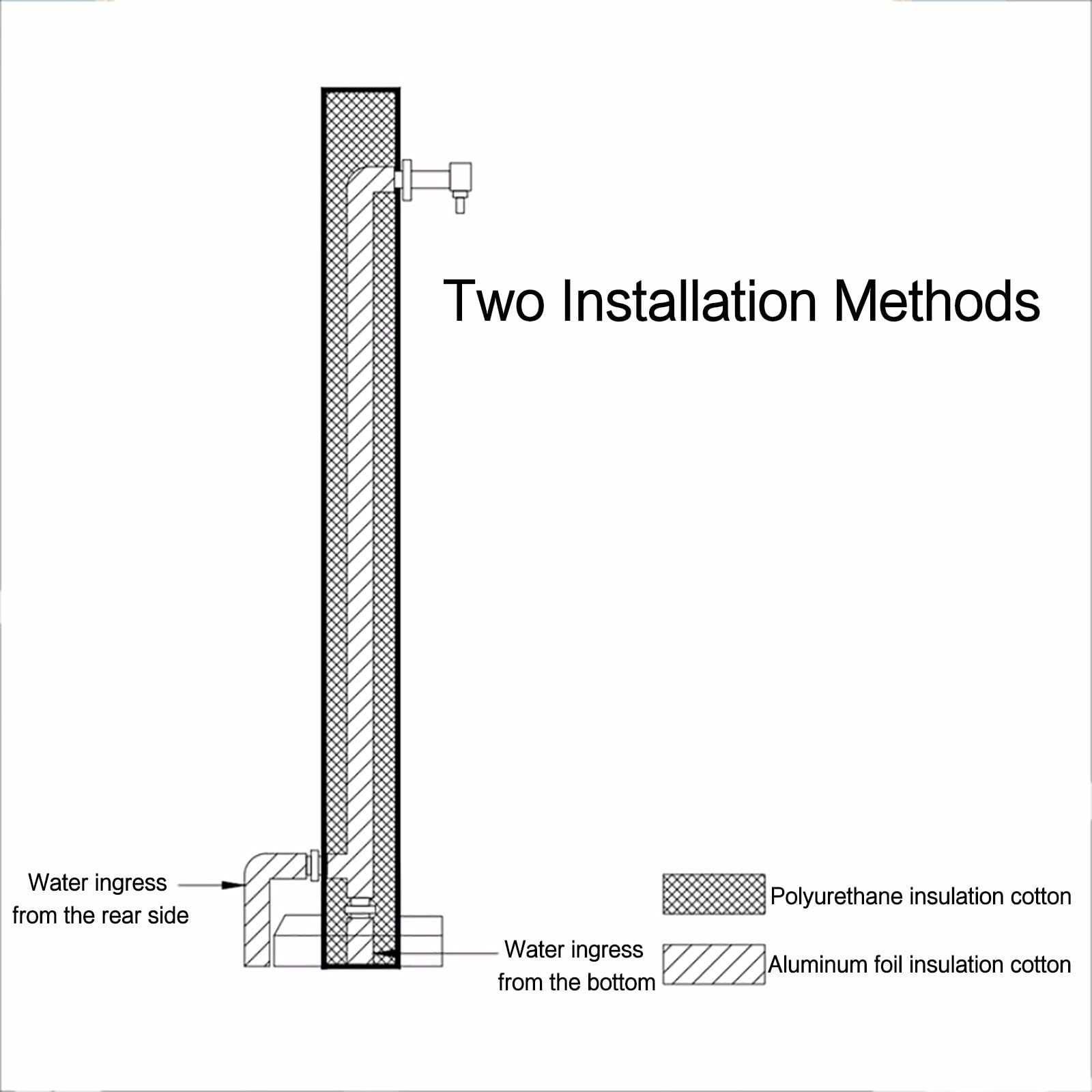 Colonne d'arrosage de jardin autoportante en acier inoxydable avec robinet, support de tuyau vertical de 94 cm, distributeur d'eau antigel pour jardin décoratif, borne d'arrosage durable à f