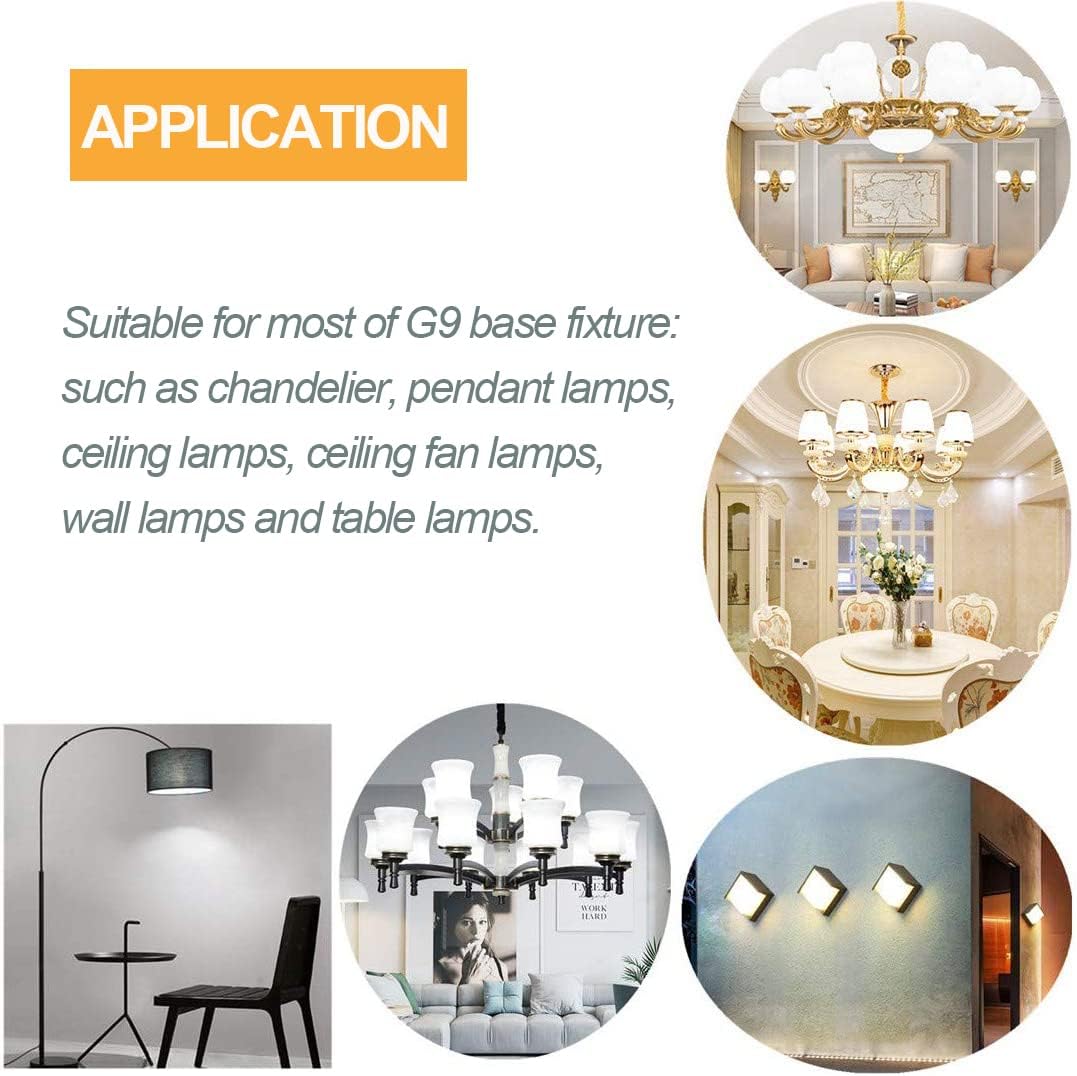 G9 Led Bulbs 7W Chandelier Light Bulbs 60W 75W Halogen Equivalent Warm White 3000K T3/T4 G9 Bi-pin Base for Indoor Lighting, Dimmable, Pack of 5