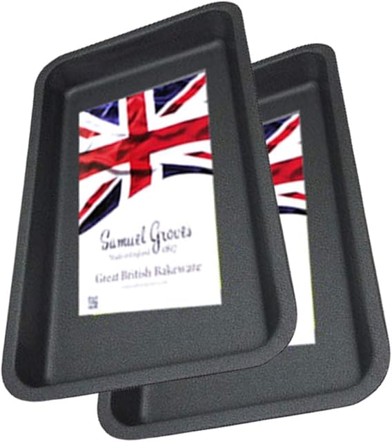 2X 33cm Baking Oven Roasting Trays, Superior Double Coated Non Stick, Made in England