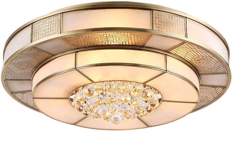 LED Estilo vintage Arte de cobre puro lámparas de techo Lámpara Cocina de la sala Iluminación de la sala,Sólido y hermoso Luz regulable tricolor[Clase de eficiencia energética A +++],51W