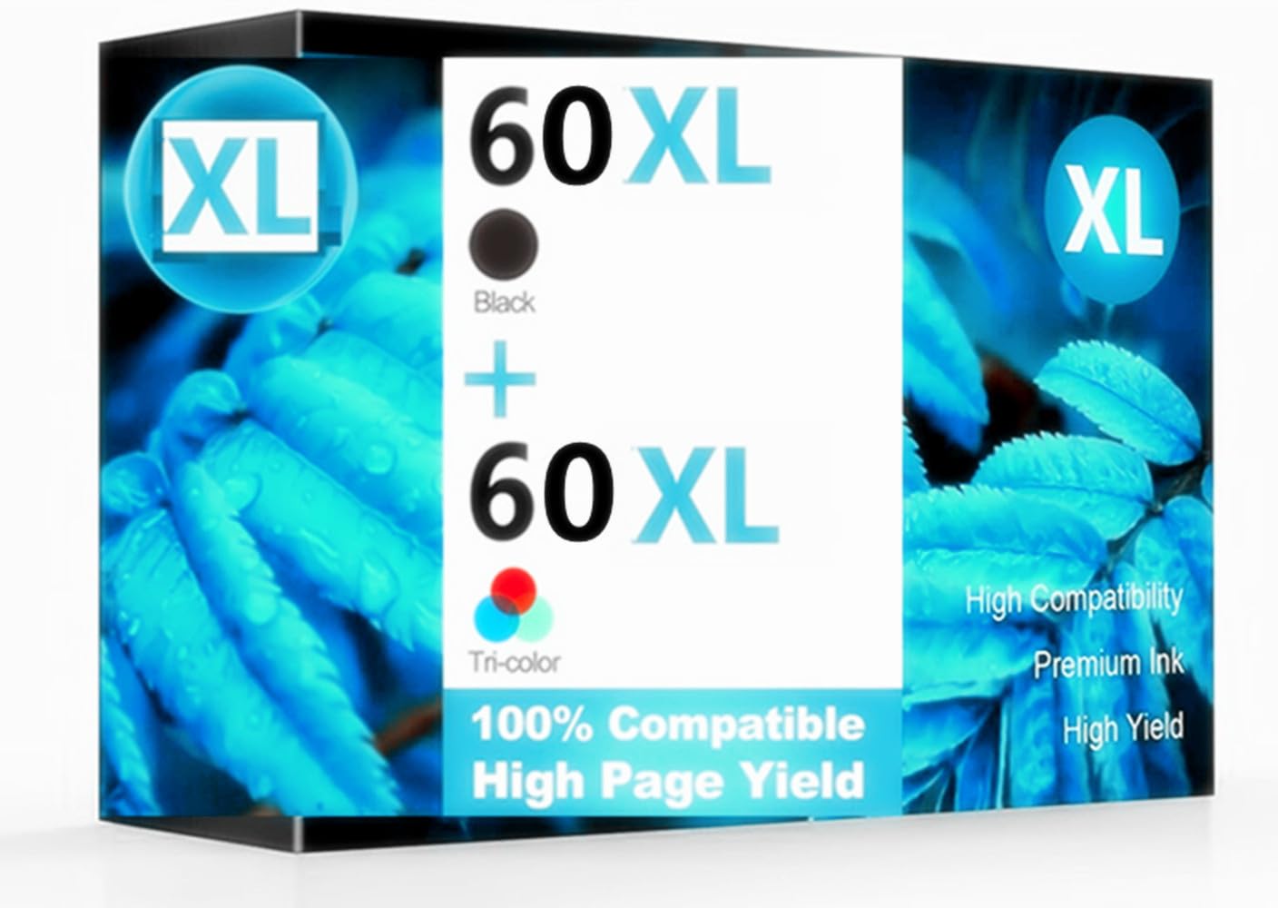 Rhomba60 60xl 60 XL Ink Cartridge Combo Pack Color and Black Replacement for HP Ink 60 Black and Color Combo Pack HP 60 Ink for HP Photosmart D110 C4680 (1 Black, 1 Tri-Color, 2-Pack), N-60 2PK