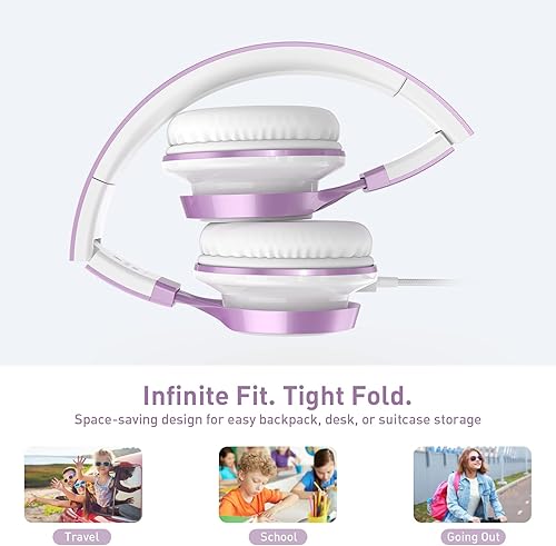 Miniatura 4 de AILIHEN MS300 - Auriculares con cable plegables, para iOS, Android, smartphone, laptop, tablet, computadora Púrpura