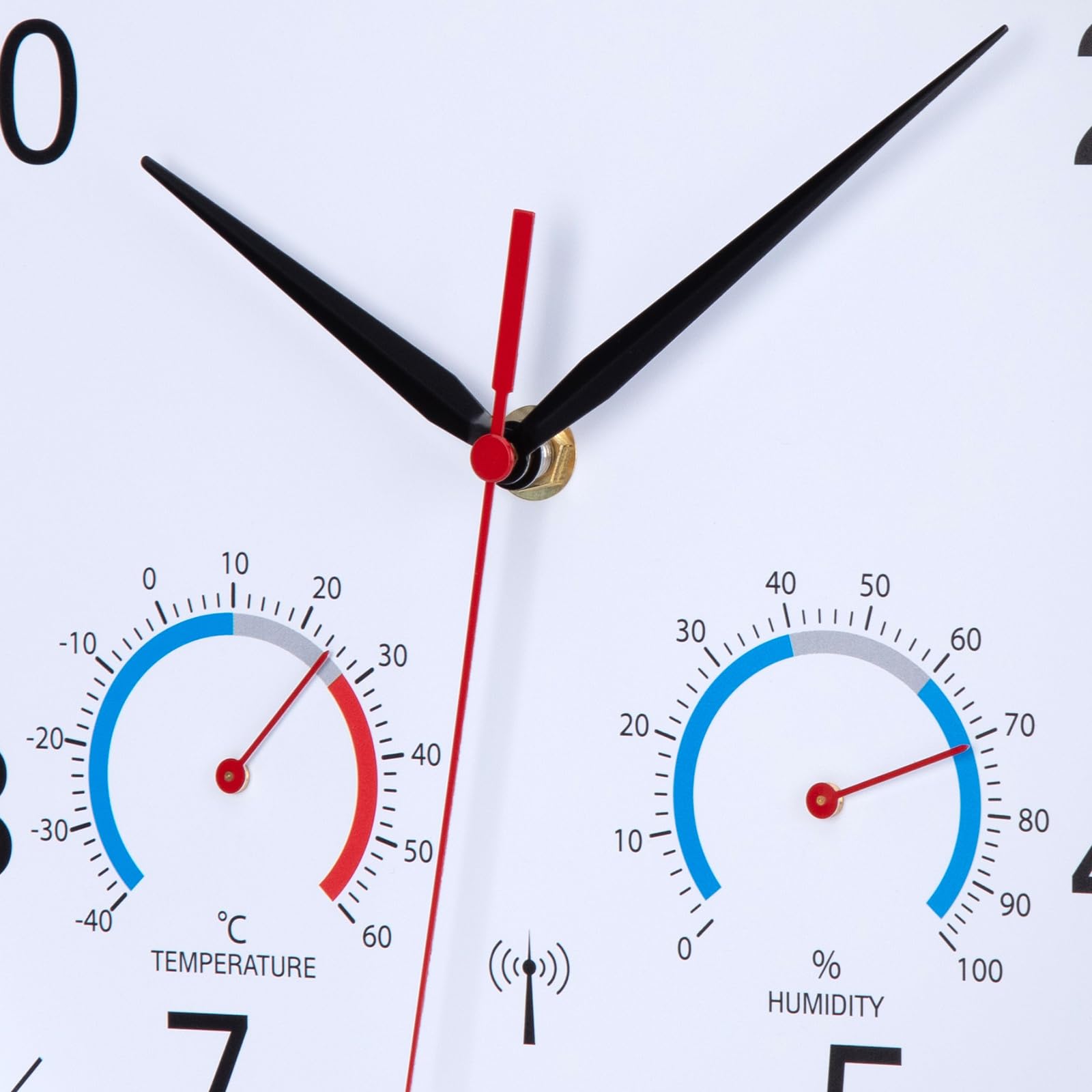 VIVILINEN Draadloze Klok Met Thermometer, Hygrometer, Geruisloze Wandklok Zonder Tikkende Geluiden Voor Woonkamer, Slaapkamer, Kantoor, Keuken, 25,5 cm VIVILINEN Draadloze Klok Met Thermometer, Hygrometer, Geruisloze Wandklok Zonder Tikkende Geluiden Voor Woonkamer, Slaapkamer, Kantoor, Keuken, 25,5 cm