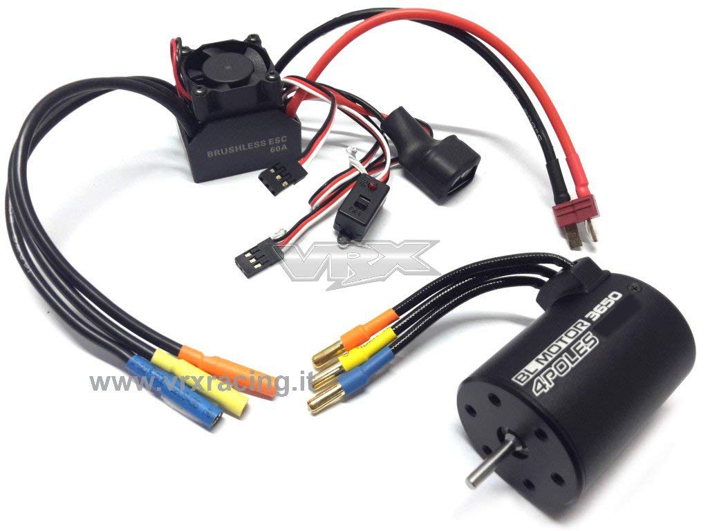 VRX Combo Rocket Motore 3650 2300KV + Esc 60A Brushless Rocket Waterproof (Diametro Albero da 3.17mm)