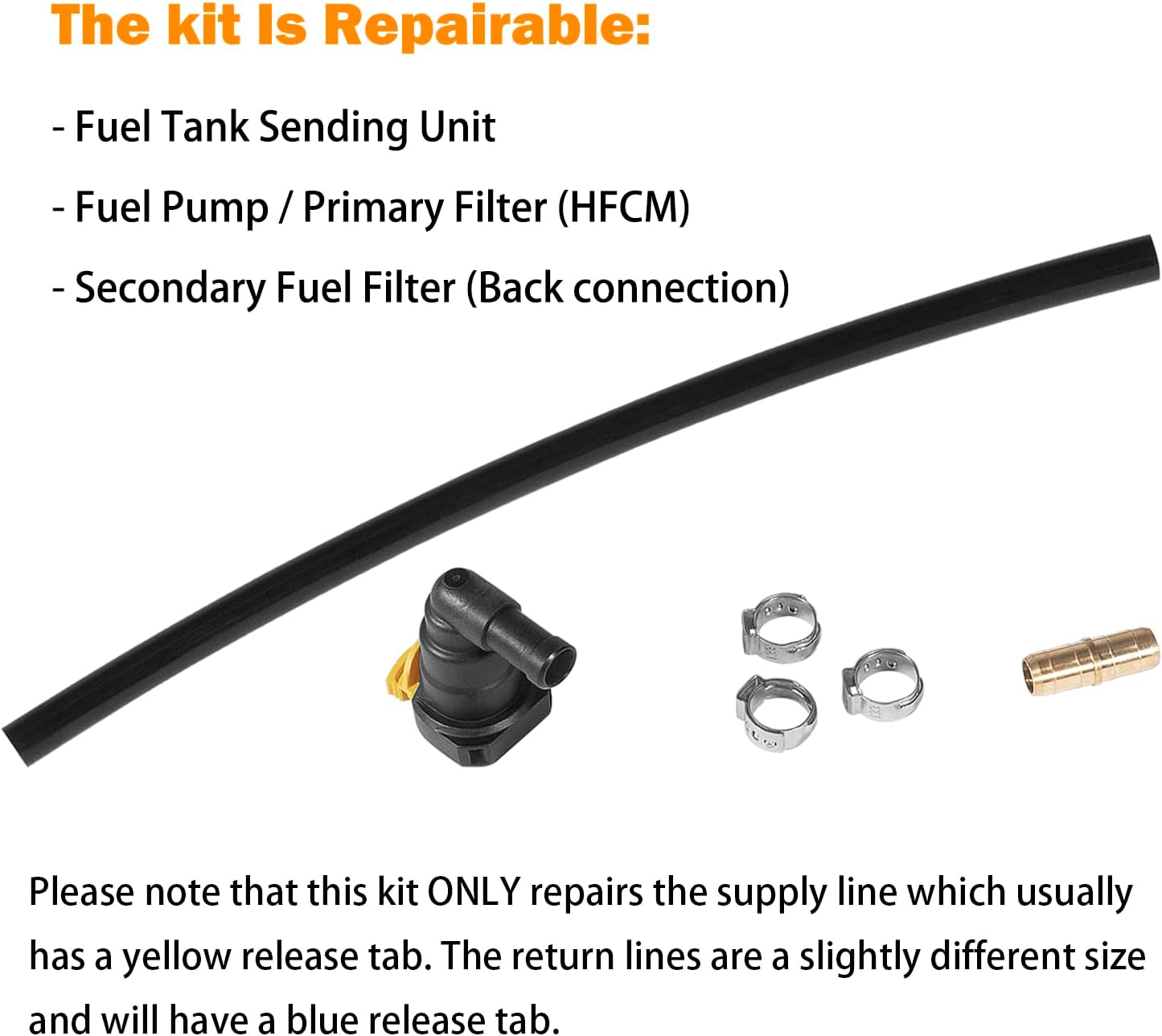 For Ford F250 F350 F450 F550 6.7L Diesel Fuel Filter Tank Supply Line Connector Repair Kit 2011-2022 Replace HC3Z9J338L(At Filter/Tank/Pump)