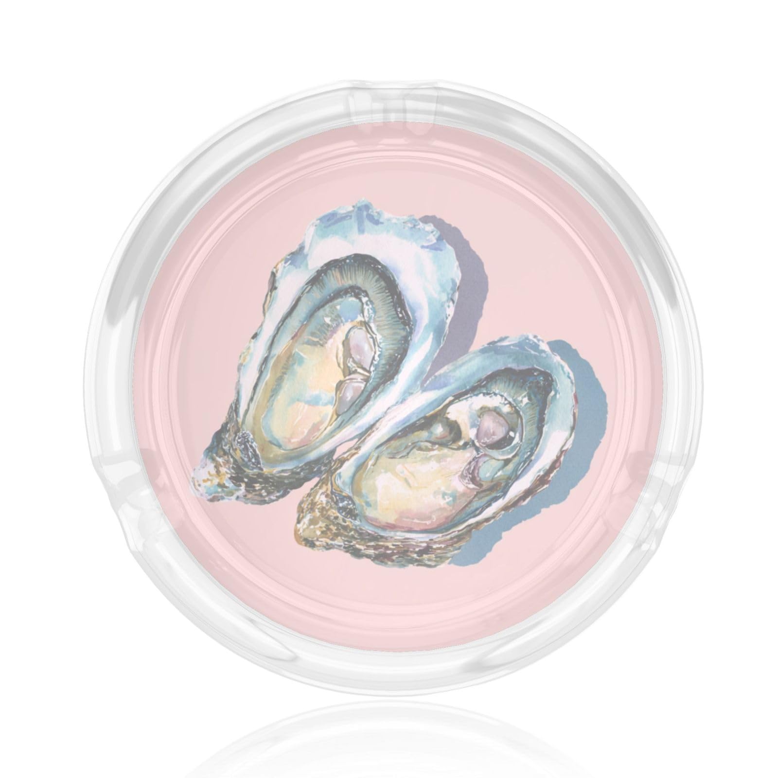 Watercolor Oysters On Pink Glass Ashtray For Cigarettes Ash Trays Case For Home Office Decor