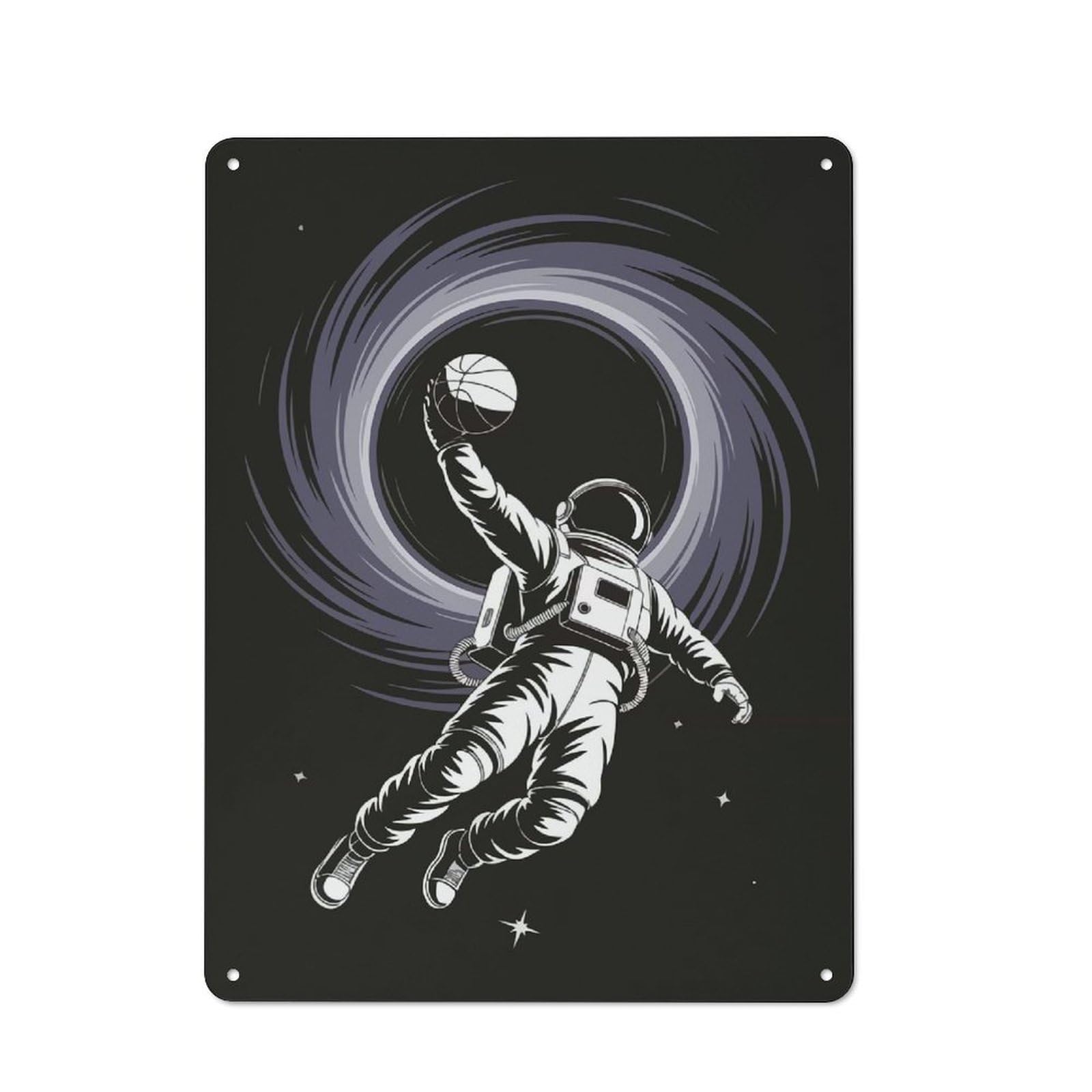 Junmoney Style-1 Astronaut Slam Dunk In Space Vintage Metal Wall Sign 40X30cm For Garage Wall, Suited To Garage Decor Collectors