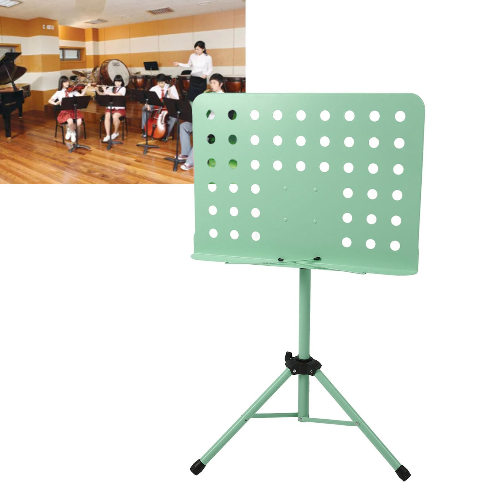 Professioneller Verstellbarer Notenständer, multifunktional für Musiker und Orchester |Robustes ABS-Metallmaterial (Grün)