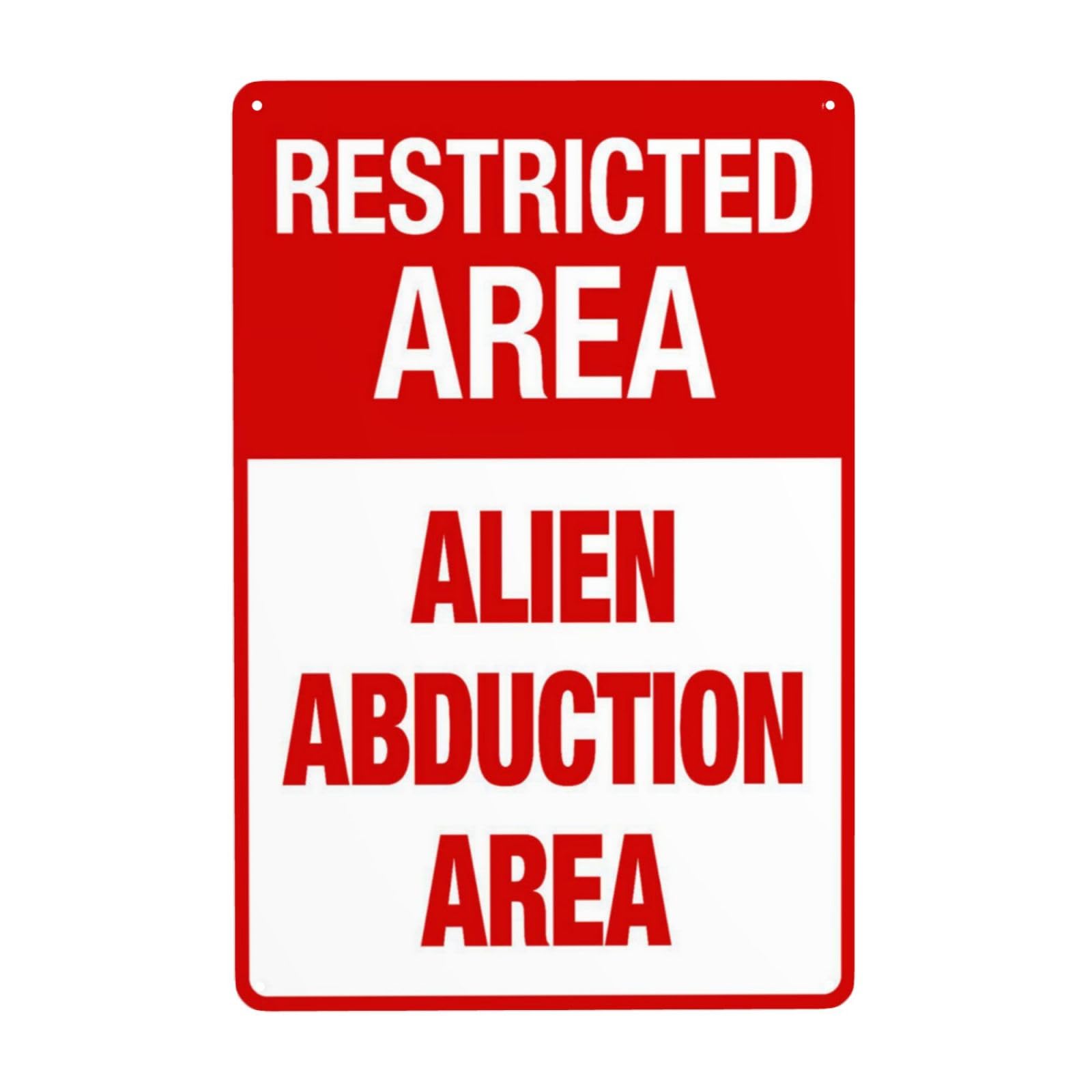 Retro Aluminum Metal Tin Sign, Funny Alien Abduction Restricted Area Sign, Vintage Property Decor, 8x12 Inch