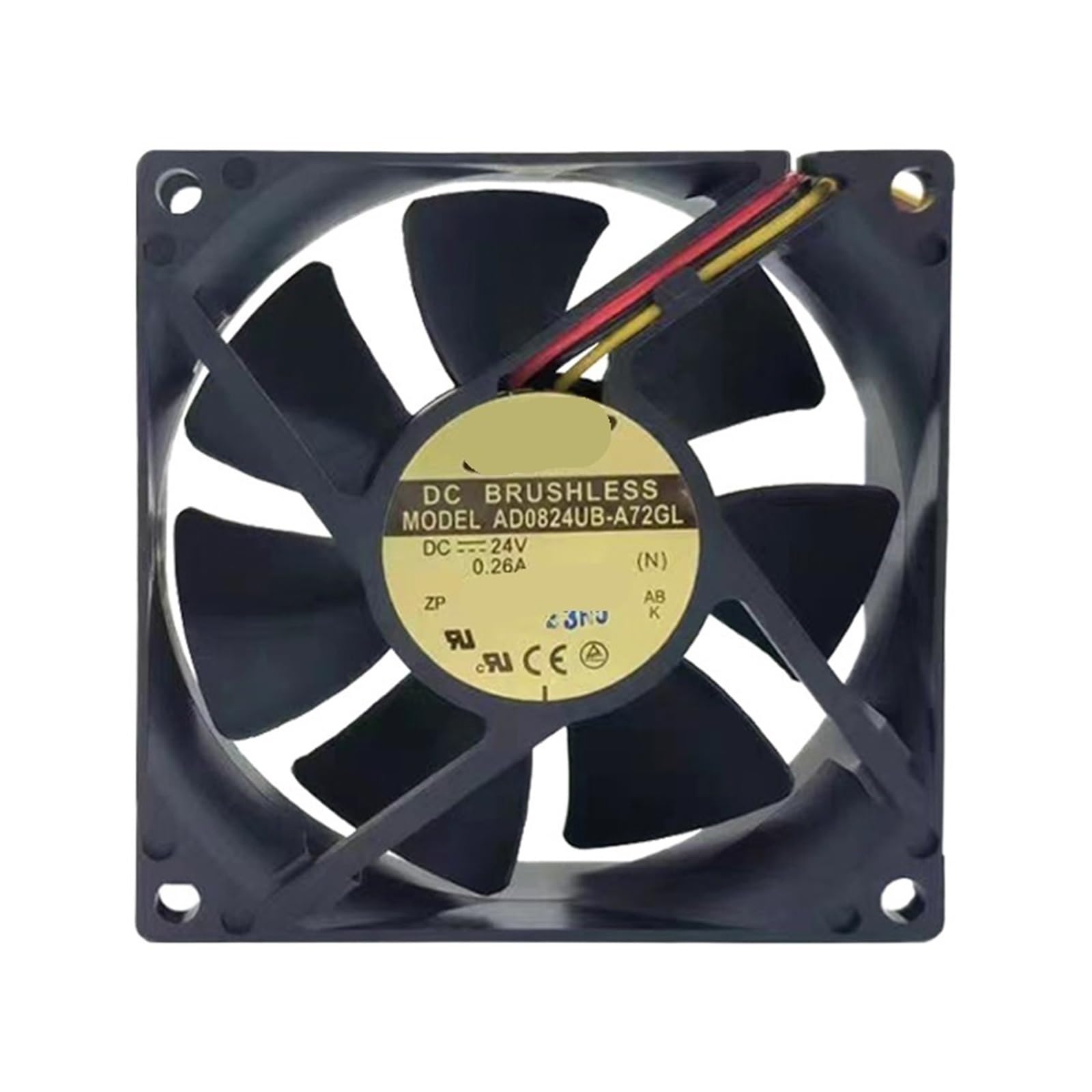 AD0824UB-A72GL DC24V 8025 24V 0.26A 80X80X25mm, 3-Wire Cooling Fan.