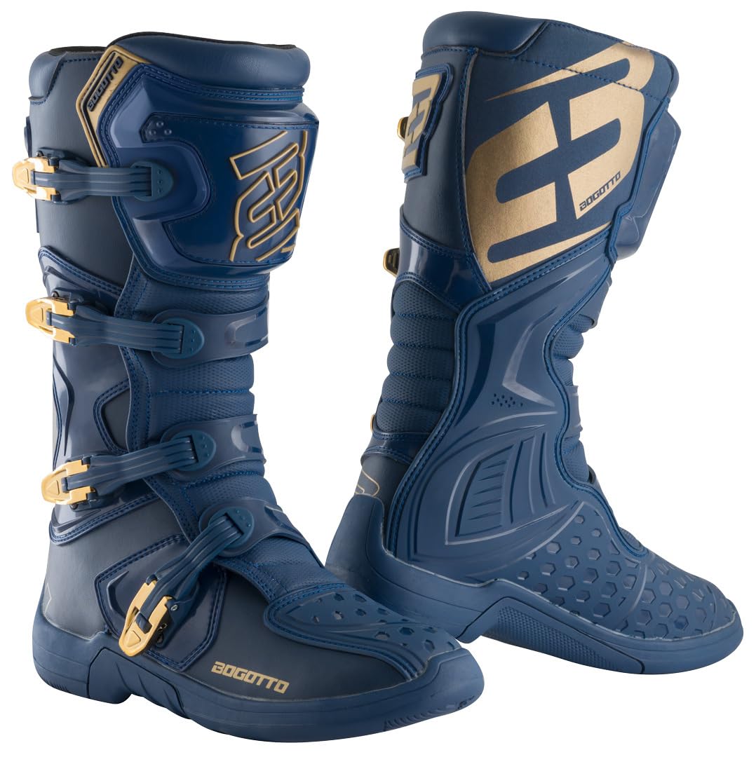 Bogotto MX-5 Bottes de motocross, bleu/or, 43