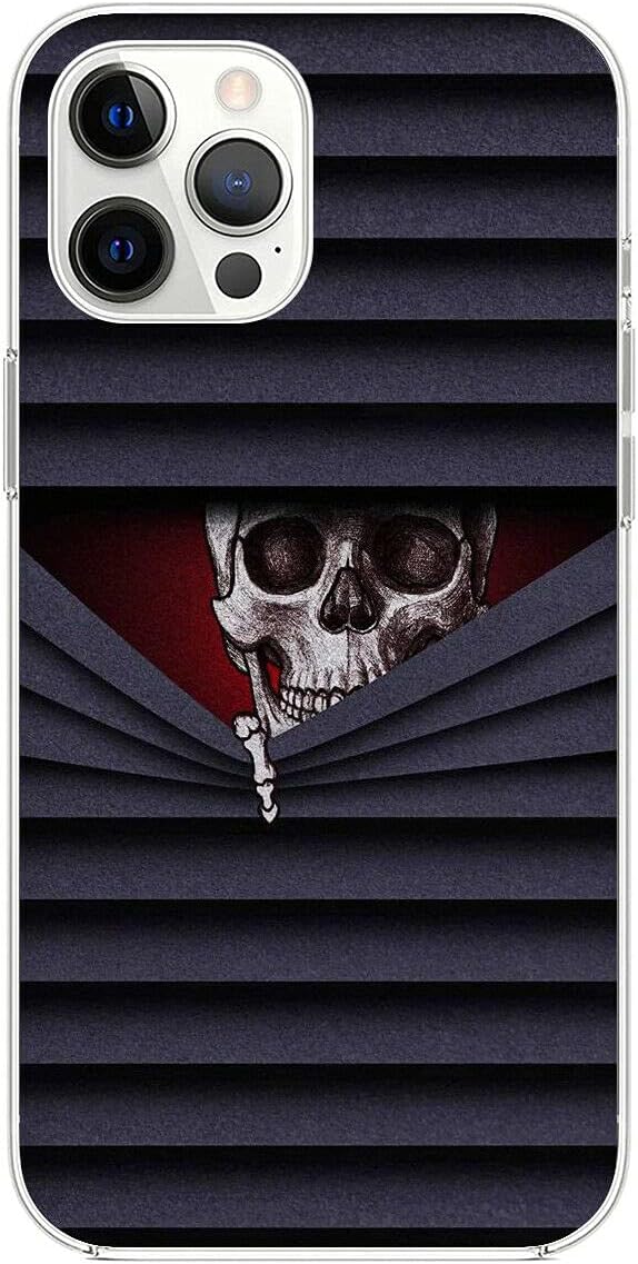 Mixroom - Carcasa para iPhone 13 de silicona TPU diseño de calavera escondida 781