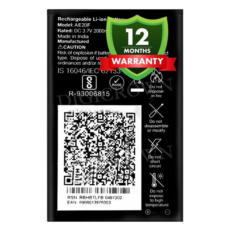 Image of Original AE20F Battery for LYF Jio Phone (All Jio Keypad Phone) - (2000mAh) - 1 Year Warranty