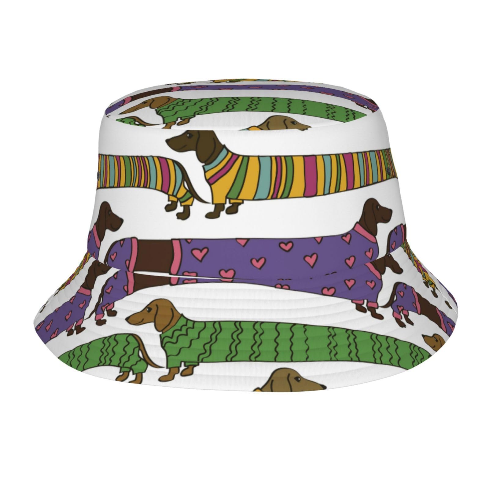 Yofien Unisex As Picture Dachshund Dog Color Bucket Hat For Woman Men, Mens Women Summer Hats