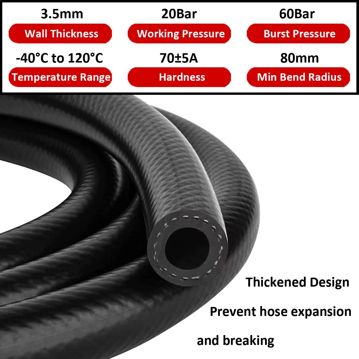 Tubo Flessibile per Carburante da 13mm Tubazioni Tubi per Alimentazione moto Diametro Interno 13mm Tubo Benzina Tubo de Carburante Linea Tubazioni Benzina Lunghezza 2 Metri