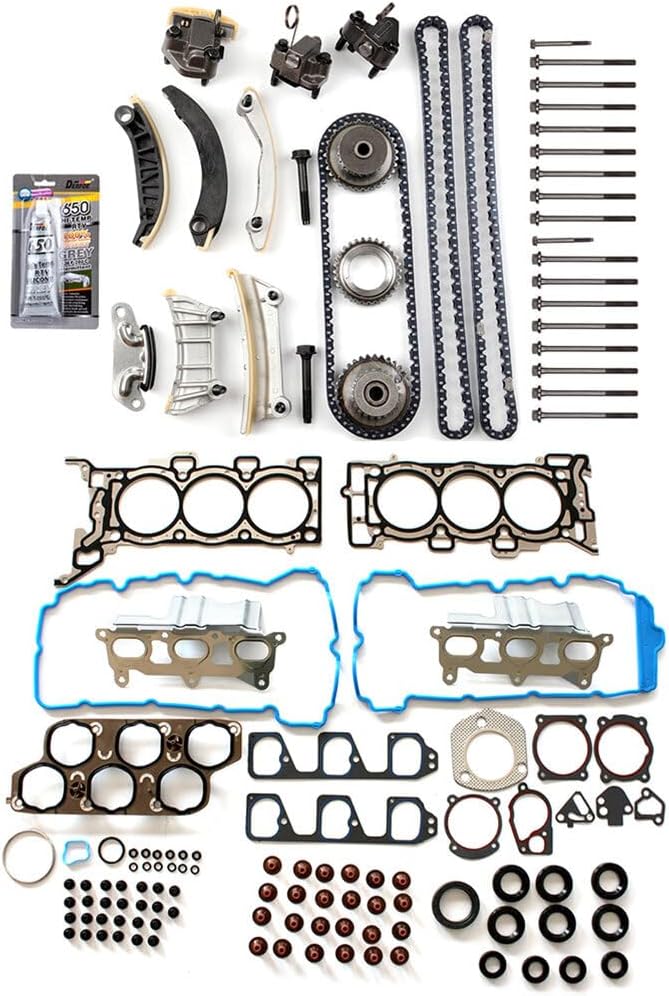 Head Gasket Set Timing Chain Kit w/Bolts Fit for Chevrolet Equinox 3.6L,for Pontiac G6 3.6L,for Saturn Aura 3.6L,for Suzuki XL-7 3.6L Replace HS26376PT-2,HS54661F
