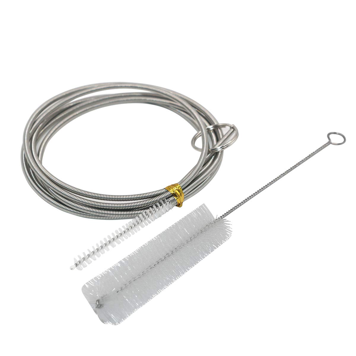 Flexible Nylon Bristle Tip Stainless Steel Long (61”) and Short (3.3”) Handy Cleaning Brush Aquarium Water Filter Pipe Air Tube Hose Straw Milking Machine Cleaner Tools