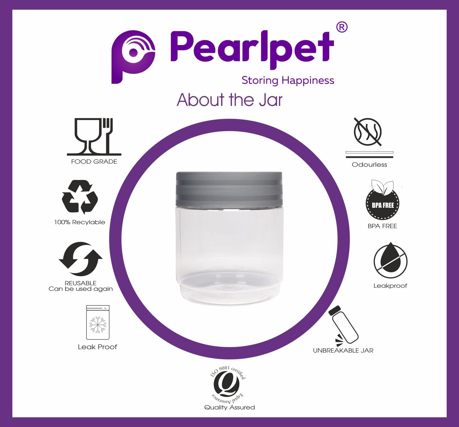 PEARLPET Modedge Juego de 2 recipientes herméticos de plástico para cocina con cuchara, color gris, 700 ml, para frutas secas, masala, dals, arroz, azúcar, té, café, galletas, galletas
