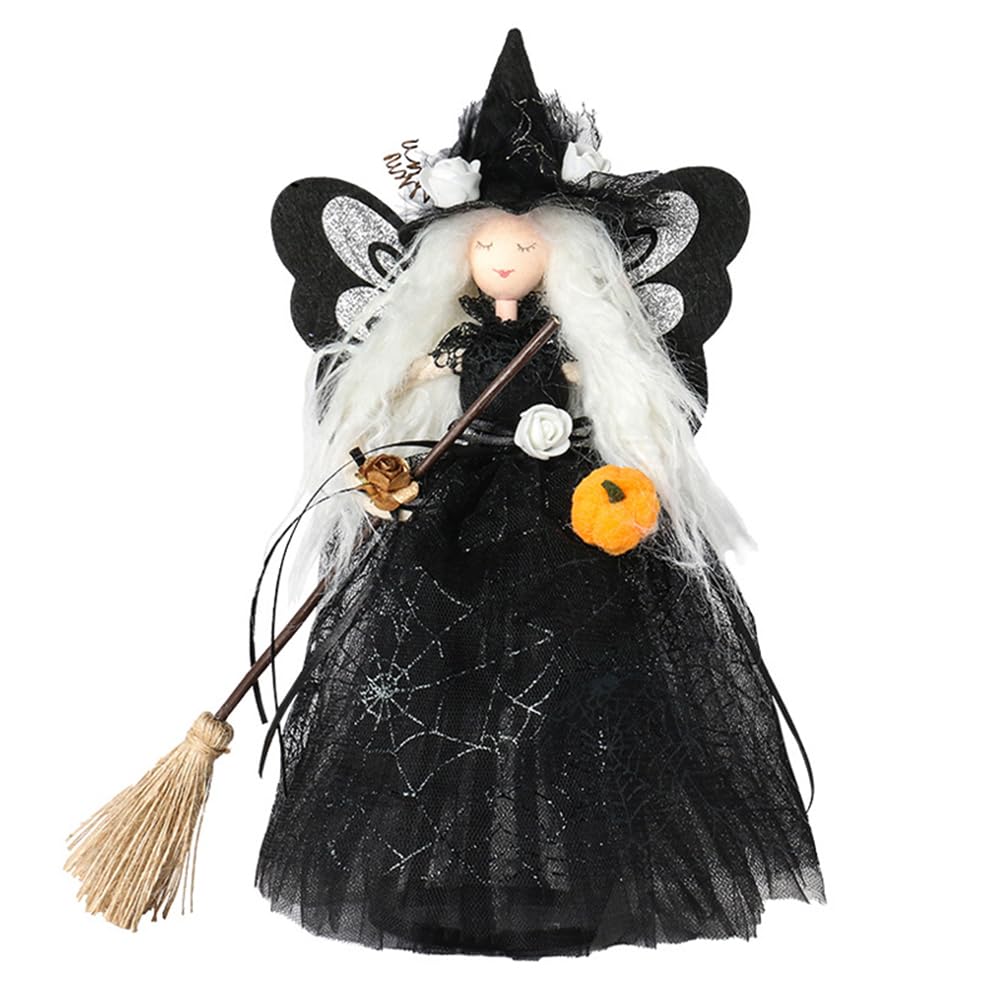 Eforcase Halloween Witch Decoration - Witch Figurine with Wings - Black - Tabletop & Treetop Decor - Classic Halloween Prop