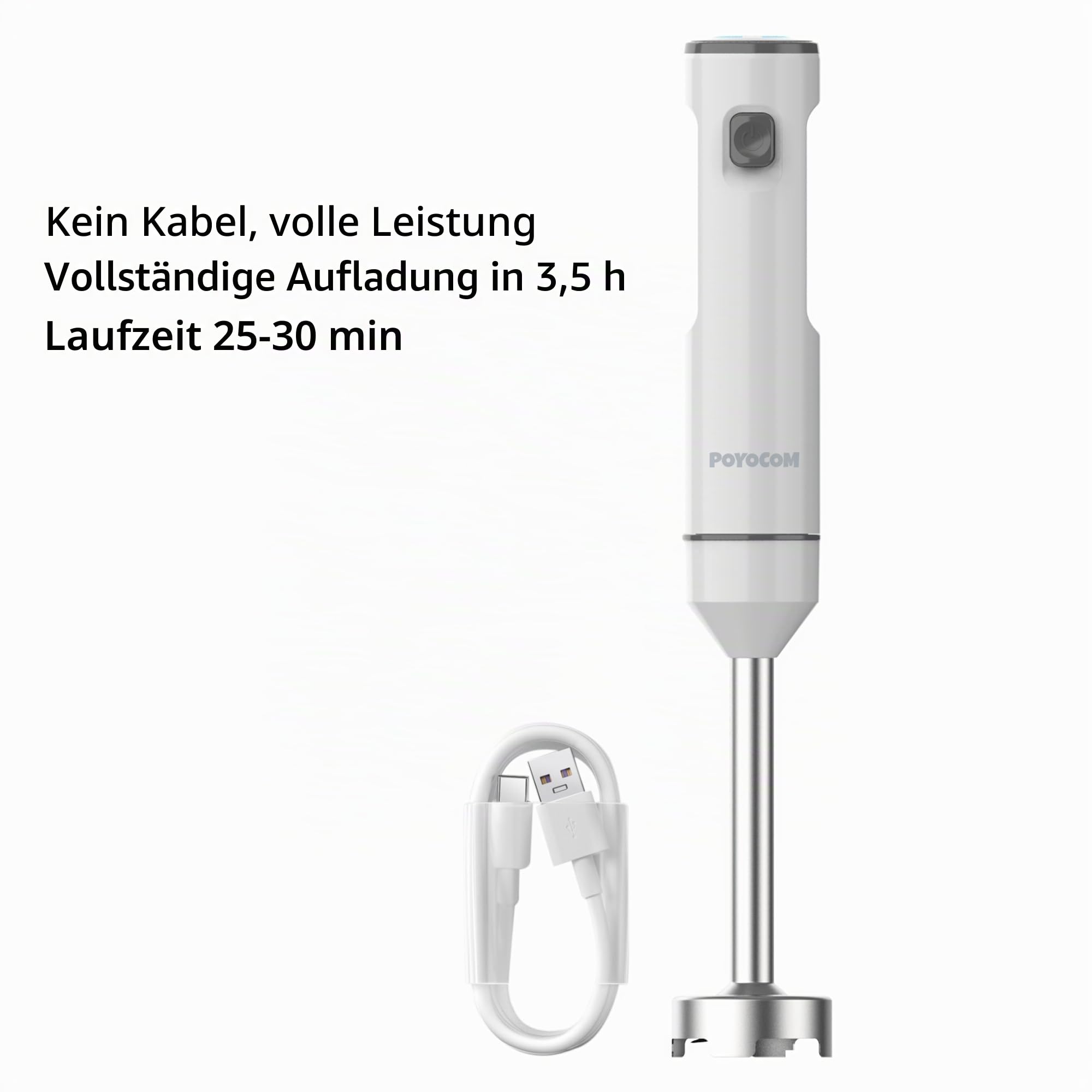 Akku Stabmixer mit Zerkleinerer für Smoothies, Babybrei & Suppen