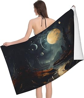 Moon Stars and Planets Versatile Bath Towels - Bathroom Towels, Perfect for Fitness, Beach, Shower Rooms, Hotels and More!