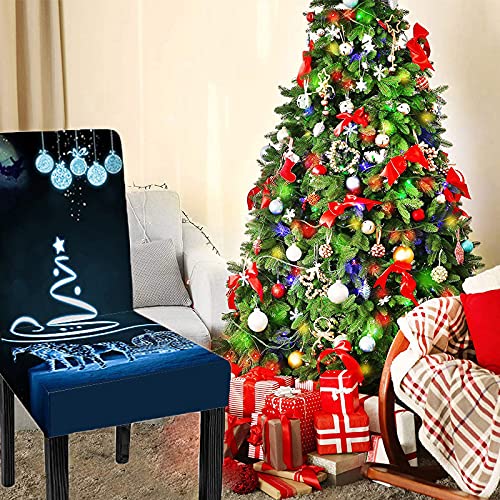 Housse de chaise de salle à manger extensible en spandex imprimé Noël - 4