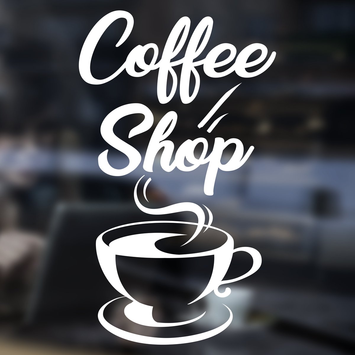 Wall4stickers White Coffee Takeaway Cup Cafe Shop Vinyl Sticker Window Lettering Wall Art Sign Decor