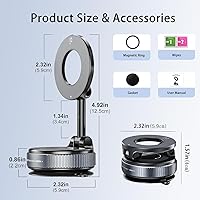 Vista 4 de Faatchoi Vacuum Magnetic Phone Holder - 360° Adjustable Magsafe Car Mount, Foldable Car Phone Holder with Strong Suction Cup Mount