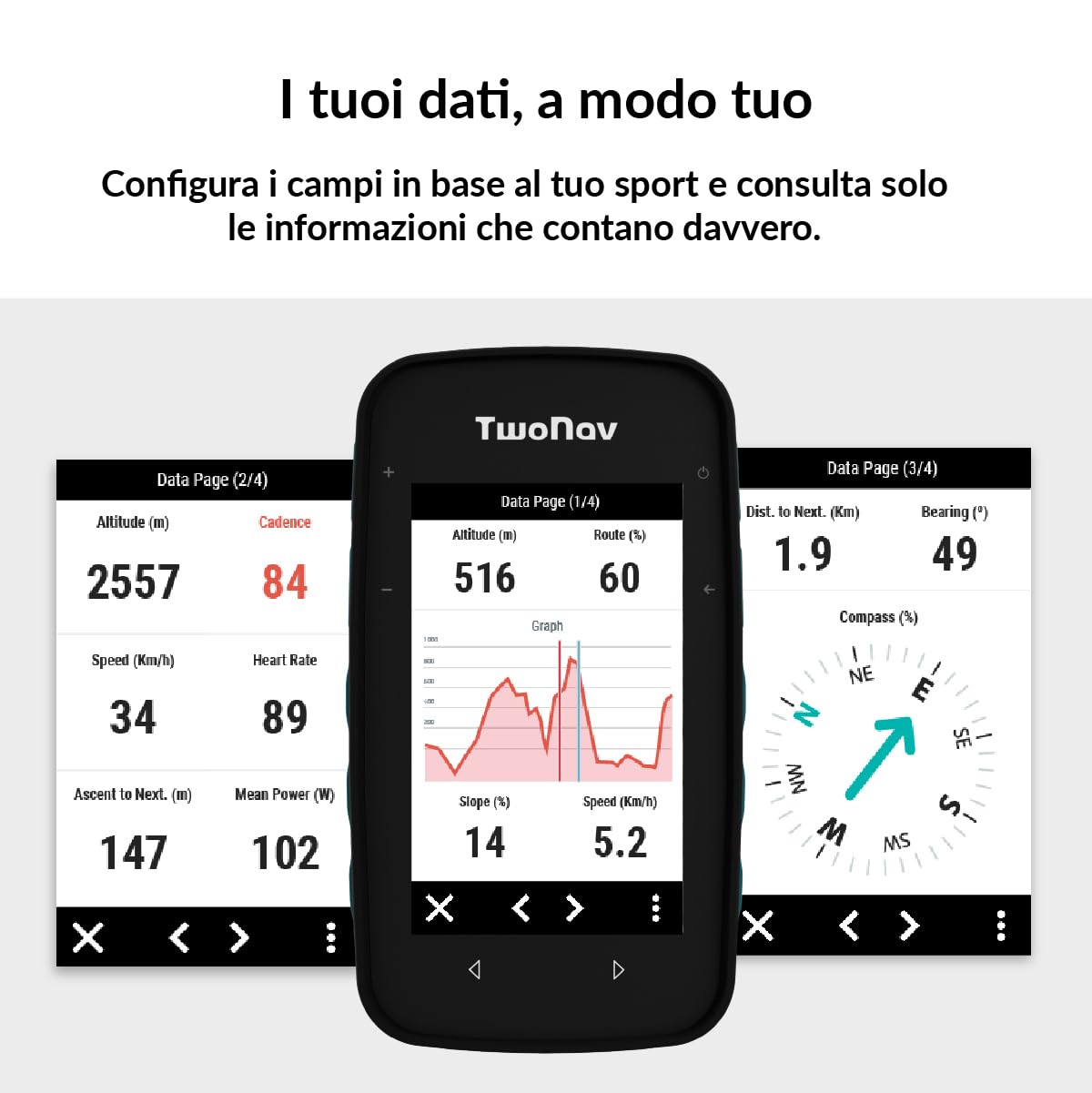 TwoNav Cross Plus (32 GB) + Carta completa Italia TomTom, GPS con schermo da 3,2 pollici per MTB, ciclismo, trekking o escursionismo