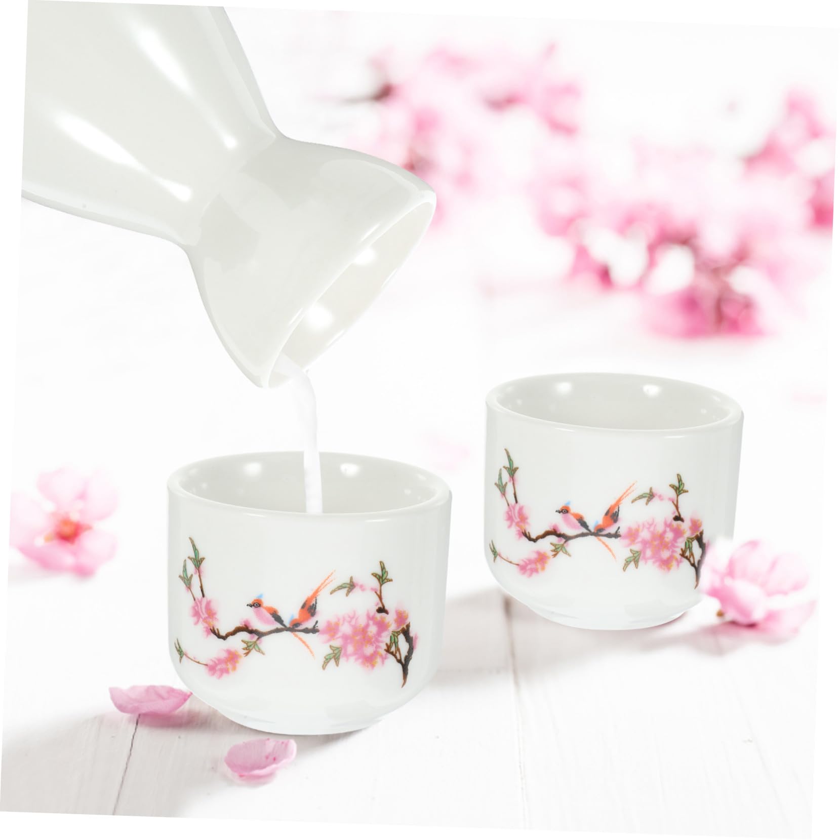 Set da Sake Giapponese in Ceramica 7 Pezzi Caraffa 250ml e 6 Tazzine da 30ml, Design Classico Retro per Intrattenere Famiglia e Ospiti a Casa