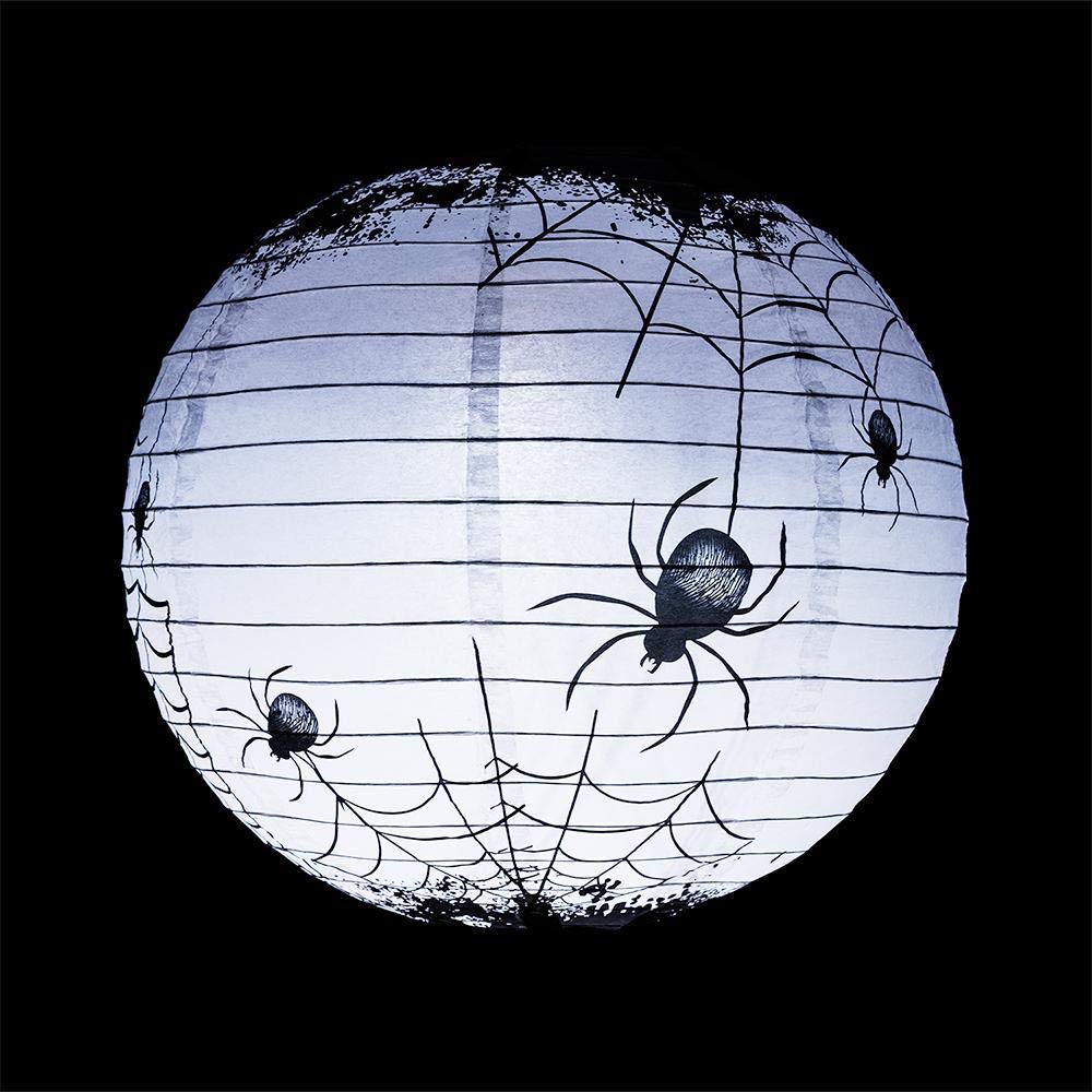 Quasimoon PaperLanternStore.com 14 Inch Halloween Spiders Spooky Bug Webs Paper Lantern, Hanging Decoration