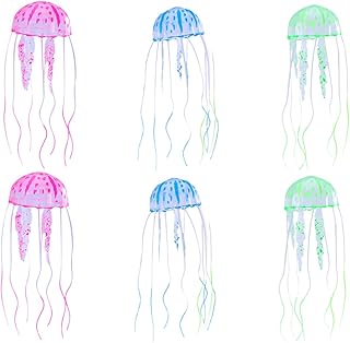 HAPINARY 6 Pçs Tanque De Peixes Brinquedo De Aquário Fluorescência Animal Água-Viva Falsa Modelos De Animais Do Oceano Brinquedos Do Oceano Coral Jardim Criatura Água Estátua Estátua