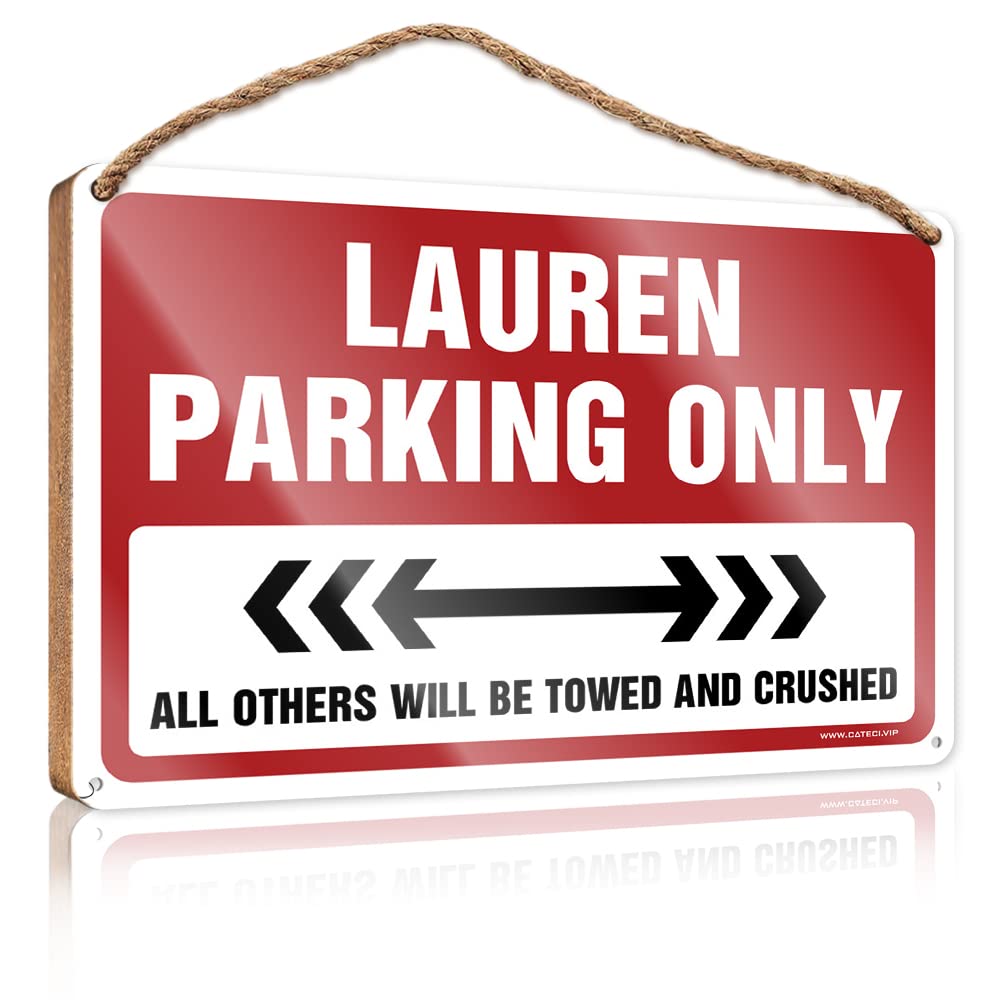 CakJuice Door Signs Decorations Lauren Parking Only Wooden Sign Summer Gifts Bathroom Decor Wall Art (Size : 15X28CM)