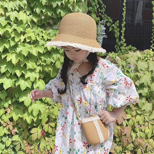 Baby Girl Straw Hat Toddler Summer Beach Hats Sun Protection Hats Hiking Camping Sunhats Straw Sun Hats 2-4 Years2