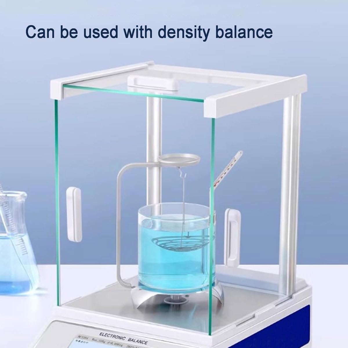 Kit de determinación de densidad, balanza electrónica para gravedad específica, incluye termómetro, ideal para medir la densidad líquida y sólida en laboratorios