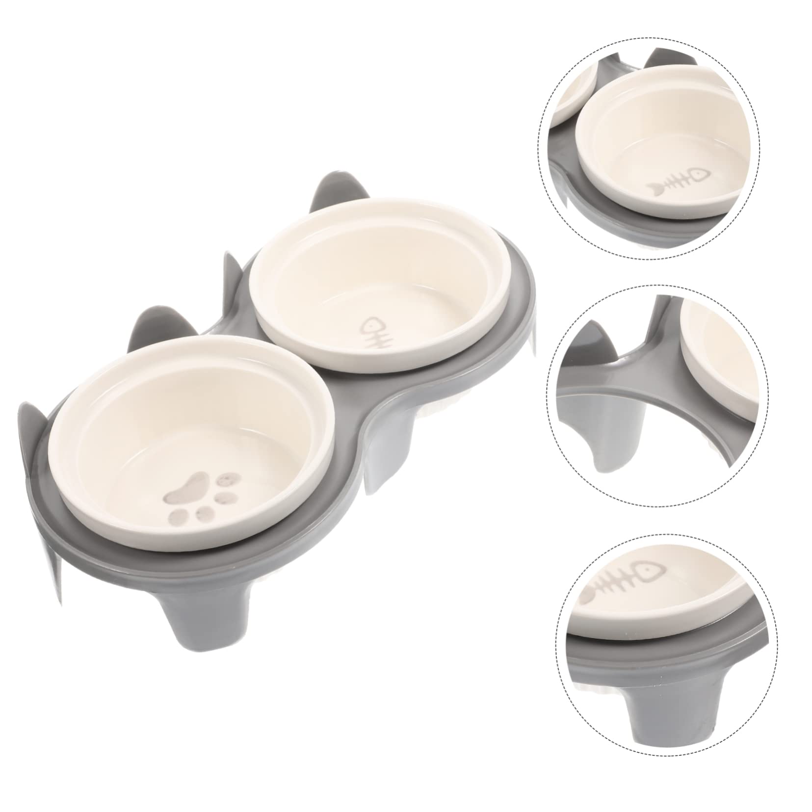 Erhöhter den 2 Keramik Design Schräges Näpfen mit Katzen Katzennapf Abnehmbar Schont Hals für Futter und Wasser