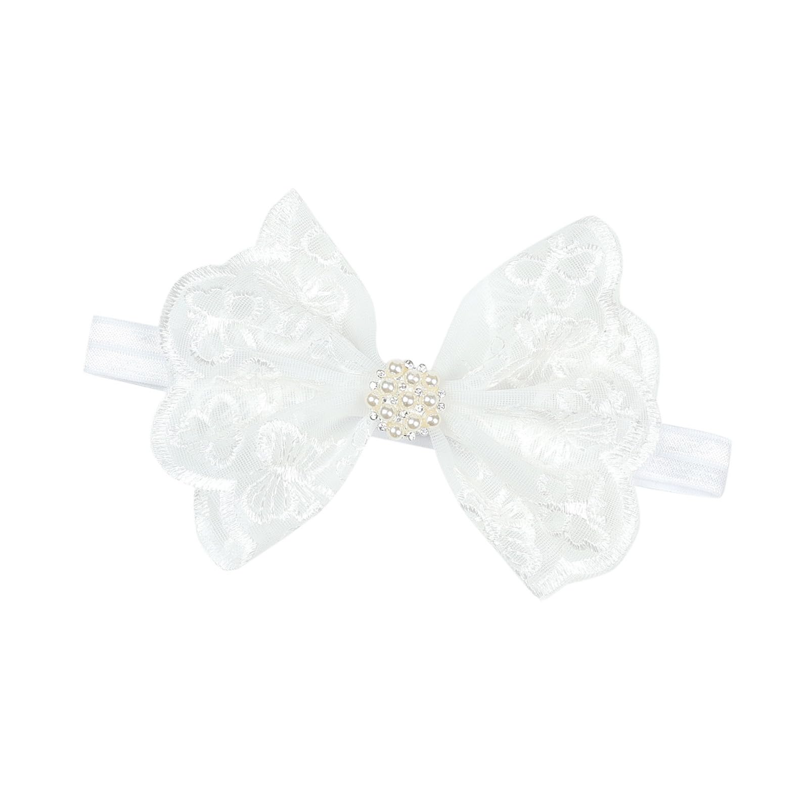Ljmyy Lace Bowknot Headband Comfortable Elastic Hair Band For Girls Soft Stretchy Head Wrap For Infants Toddler 0-2 Years