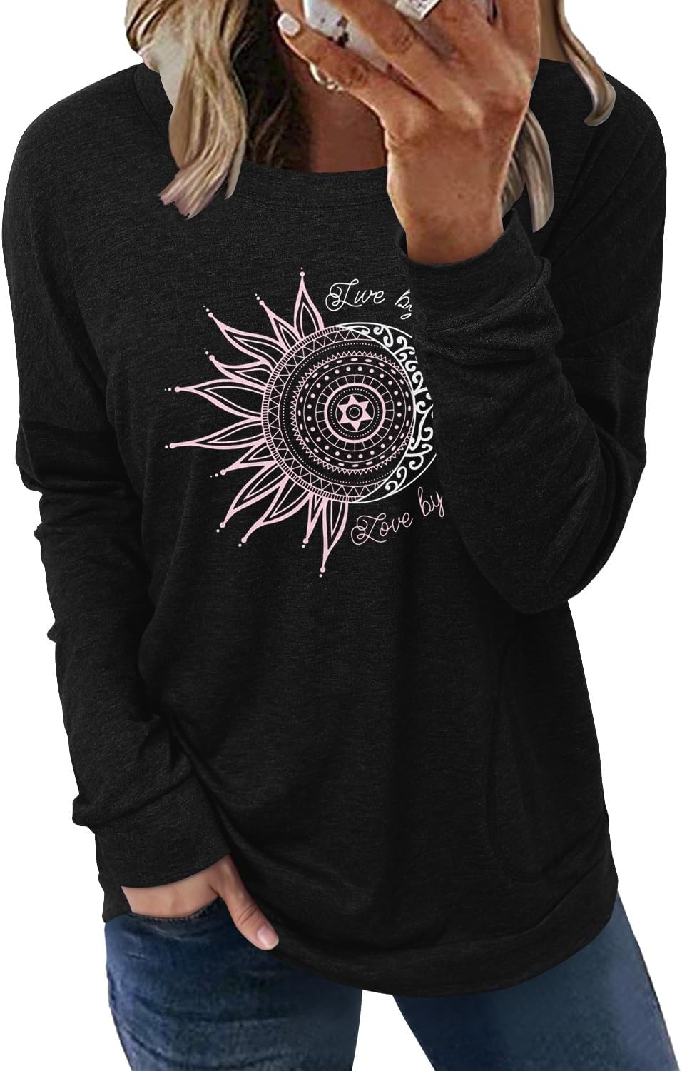 Angerella Women's Casual Loose Fit Pocket Shirts Printed Tops