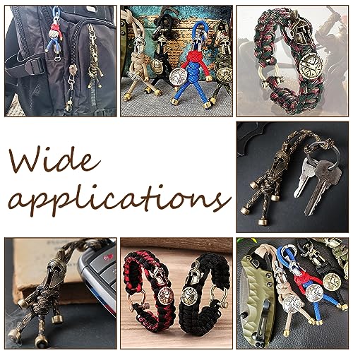 UNICRAFTALE 24Pcs 3 colors Alloy Parachute Cord Beads Buttons and charms EDC Cord Lanyard Bracelet Keychain Beads Shield Buttons Spartan Helmet European for Hair Braiding Bracelet Jewelry Making - Image 3