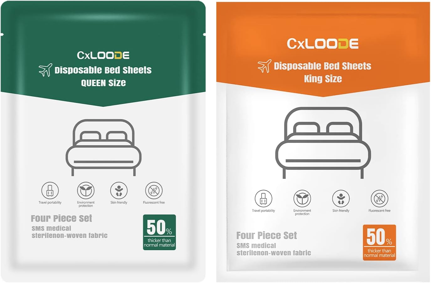 CxLoode Disposable Bed Sheets Fitted Sheet Queen and King