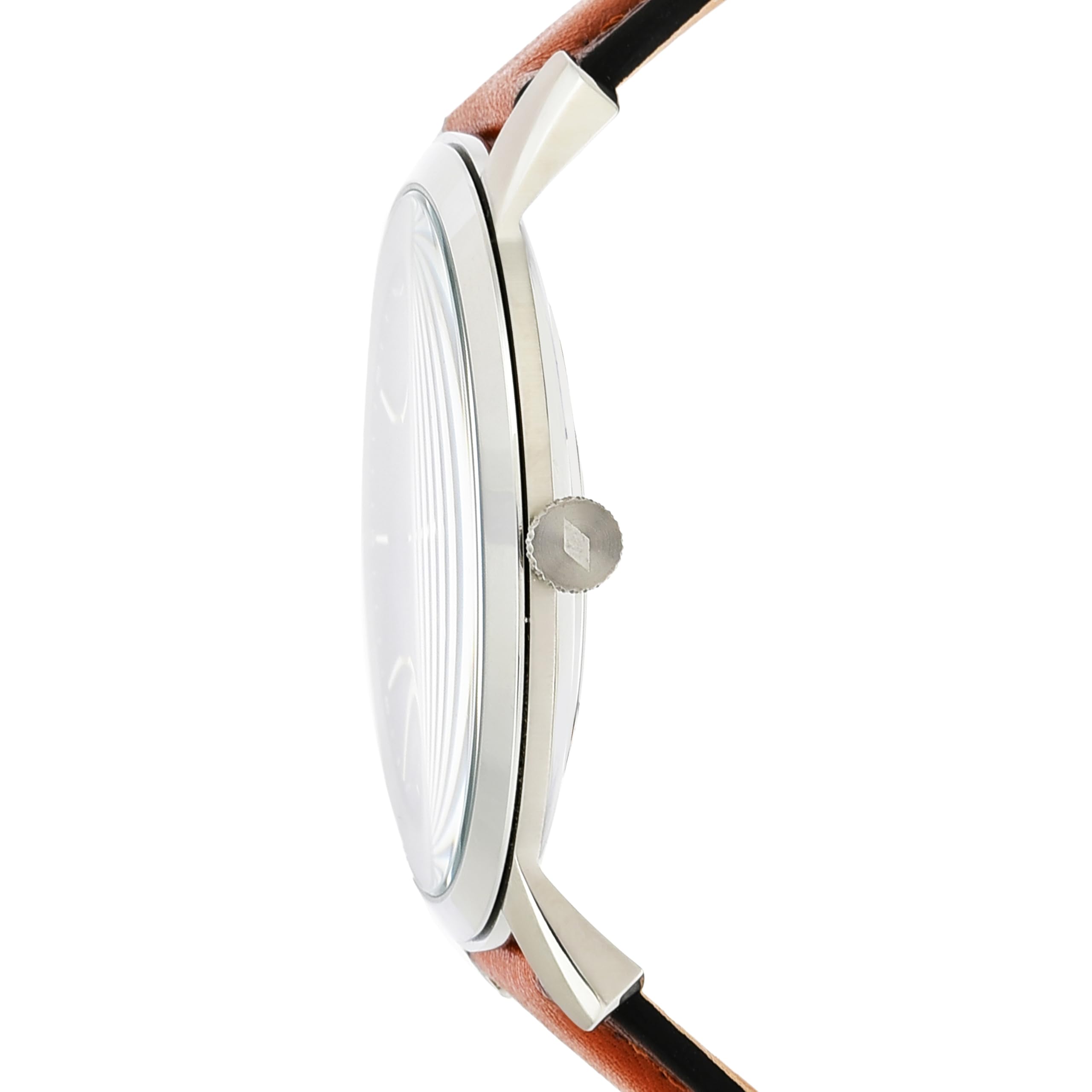 Fossil Watch for Men The Minimalist 3H, Quartz Movement, 44 mm Silver Stainless Steel Case with a Leather Strap, FS5439