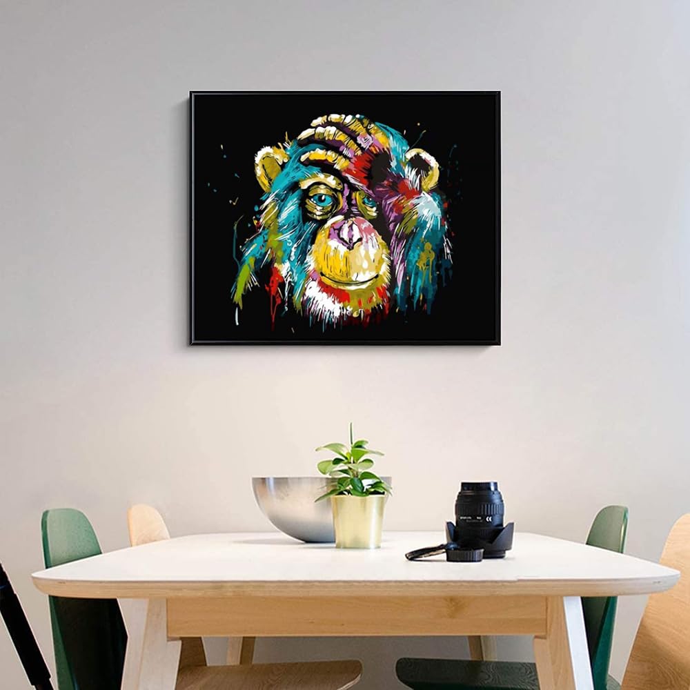 Gorilla Peinture Par Numéros – Motif Animaux 40 X 50 Cm – Kit Complet Avec Toile, Acrylique, 3 Pinceaux – Idéal Pour Débutants, Enfants Et Adultes – Cadeau Anti-Stress