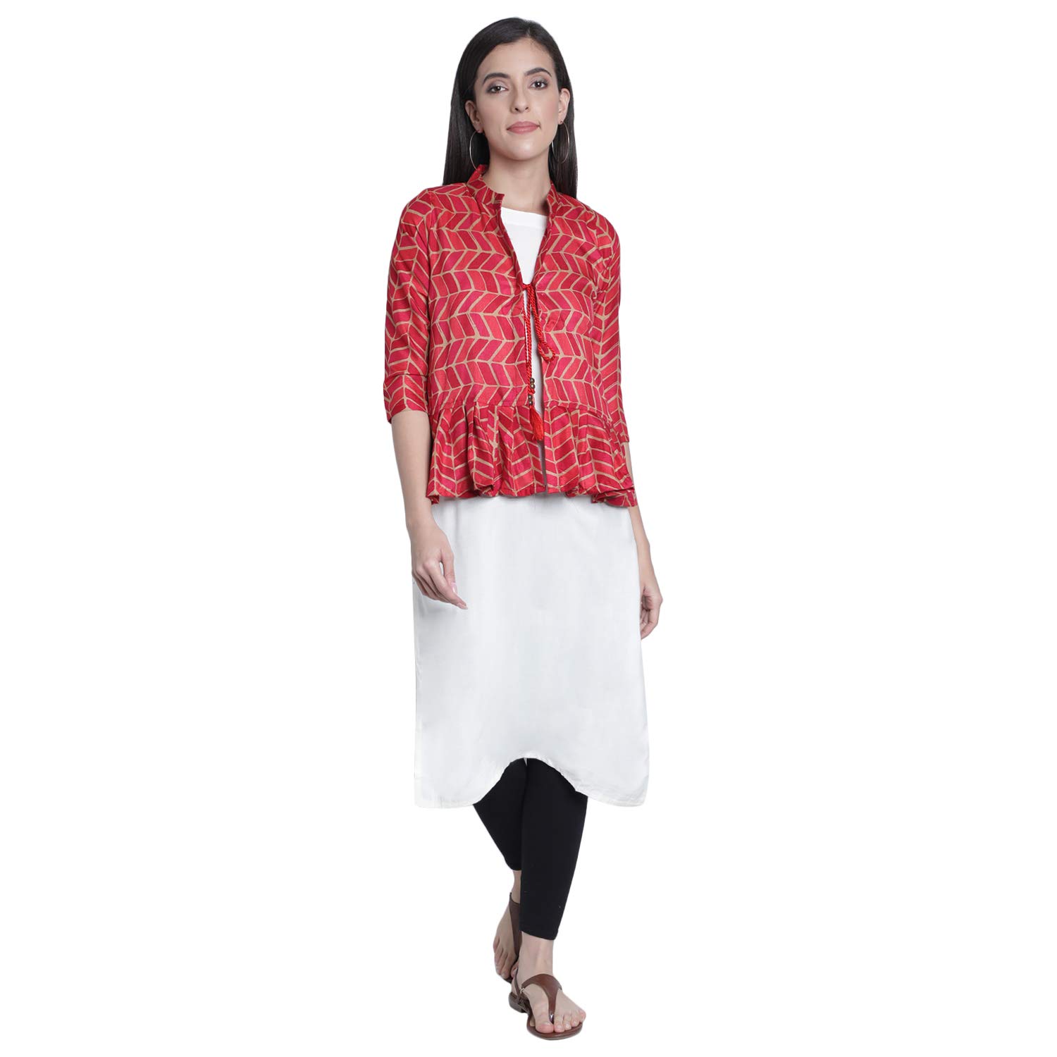 fabclub Designer Pleated Geometric Printed Women Ethnic Jacket-picture-22